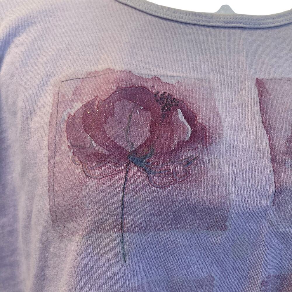 Vintage Authentic Pigment Purple Floral T Shirt Womens Sz Large Y2K Artsy Kawaii - Picture 8 of 14